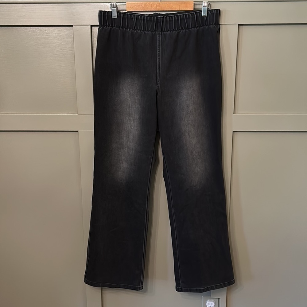 SOFT Surroundings Denim Pull-On Bootcut Jeans High Rise Black Size Large